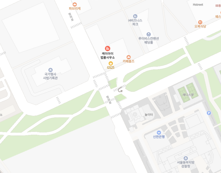케이아이 법률사무소가 표시된 문정동 사무소 위치 지도